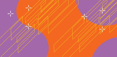 Modern Soyut Mozaik Geometrik Şekiller ve Süslü Vektör Tasarımı. Geometrik şekillerin mozaiğiyle soyut arkaplan.