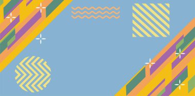 Modern Soyut Mozaik Geometrik Şekiller ve Süslü Vektör Tasarımı. Geometrik şekillerin mozaiğiyle soyut arkaplan.