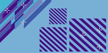 Modern Soyut Mozaik Geometrik Şekiller ve Süslü Vektör Tasarımı. Geometrik şekillerin mozaiğiyle soyut arkaplan.