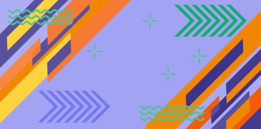 Modern Soyut Mozaik Geometrik Şekiller ve Süslü Vektör Tasarımı. Geometrik şekillerin mozaiğiyle soyut arkaplan.