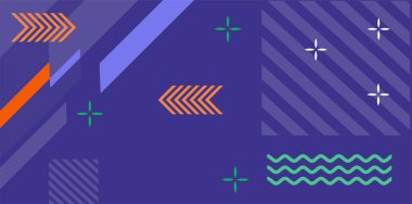 Modern Soyut Mozaik Geometrik Şekiller ve Süslü Vektör Tasarımı. Geometrik şekillerin mozaiğiyle soyut arkaplan.