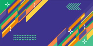 Modern Soyut Mozaik Geometrik Şekiller ve Süslü Vektör Tasarımı. Geometrik şekillerin mozaiğiyle soyut arkaplan.