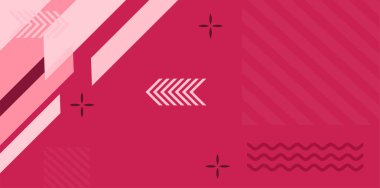 Modern Soyut Mozaik Geometrik Şekiller ve Süslü Vektör Tasarımı. Geometrik şekillerin mozaiğiyle soyut arkaplan.