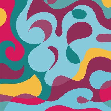 Renkli dalgalı şekilli soyut bir arkaplan. Akan eğrilerle, doku süslemeleriyle soyut kare arkaplan. Poster veya ilgili herhangi bir grafik tasarım amacı için soyut arkaplan