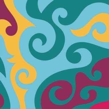 Renkli dalgalı şekilli soyut bir arkaplan. Akan eğrilerle, doku süslemeleriyle soyut kare arkaplan. Poster veya ilgili herhangi bir grafik tasarım amacı için soyut arkaplan