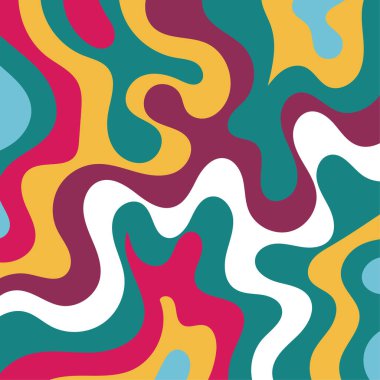 Renkli dalgalı şekilli soyut bir arkaplan. Akan eğrilerle, doku süslemeleriyle soyut kare arkaplan. Poster veya ilgili herhangi bir grafik tasarım amacı için soyut arkaplan