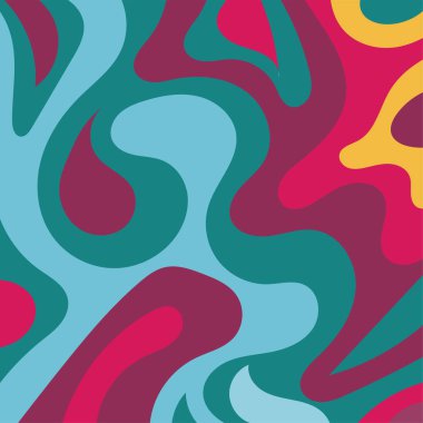 Renkli dalgalı şekilli soyut bir arkaplan. Akan eğrilerle, doku süslemeleriyle soyut kare arkaplan. Poster veya ilgili herhangi bir grafik tasarım amacı için soyut arkaplan