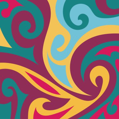 Renkli dalgalı şekilli soyut bir arkaplan. Akan eğrilerle, doku süslemeleriyle soyut kare arkaplan. Poster veya ilgili herhangi bir grafik tasarım amacı için soyut arkaplan