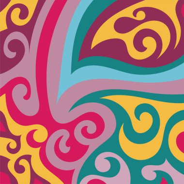 Renkli dalgalı şekilli soyut bir arkaplan. Akan eğrilerle, doku süslemeleriyle soyut kare arkaplan. Poster veya ilgili herhangi bir grafik tasarım amacı için soyut arkaplan