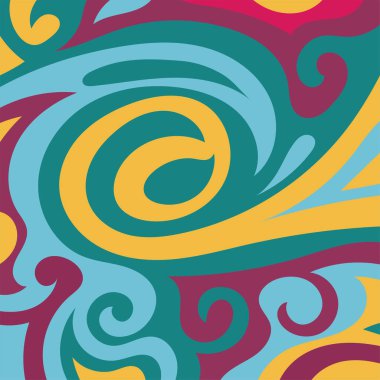 Renkli dalgalı şekilli soyut bir arkaplan. Akan eğrilerle, doku süslemeleriyle soyut kare arkaplan. Poster veya ilgili herhangi bir grafik tasarım amacı için soyut arkaplan