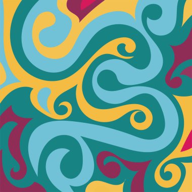 Renkli dalgalı şekilli soyut bir arkaplan. Akan eğrilerle, doku süslemeleriyle soyut kare arkaplan. Poster veya ilgili herhangi bir grafik tasarım amacı için soyut arkaplan