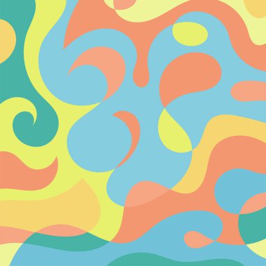 Renkli dalgalı şekilli soyut bir arkaplan. Akan eğrilerle, doku süslemeleriyle soyut kare arkaplan. Poster veya ilgili herhangi bir grafik tasarım amacı için soyut arkaplan