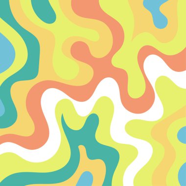 Renkli dalgalı şekilli soyut bir arkaplan. Akan eğrilerle, doku süslemeleriyle soyut kare arkaplan. Poster veya ilgili herhangi bir grafik tasarım amacı için soyut arkaplan