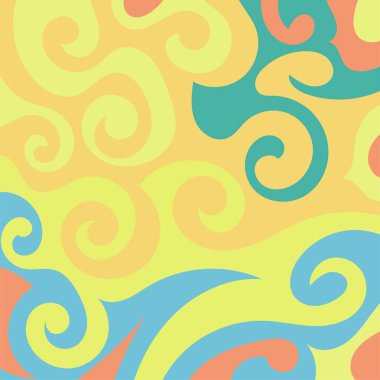 Renkli dalgalı şekilli soyut bir arkaplan. Akan eğrilerle, doku süslemeleriyle soyut kare arkaplan. Poster veya ilgili herhangi bir grafik tasarım amacı için soyut arkaplan