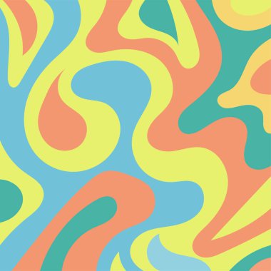 Renkli dalgalı şekilli soyut bir arkaplan. Akan eğrilerle, doku süslemeleriyle soyut kare arkaplan. Poster veya ilgili herhangi bir grafik tasarım amacı için soyut arkaplan