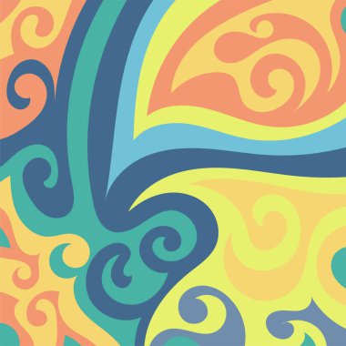 Renkli dalgalı şekilli soyut bir arkaplan. Akan eğrilerle, doku süslemeleriyle soyut kare arkaplan. Poster veya ilgili herhangi bir grafik tasarım amacı için soyut arkaplan