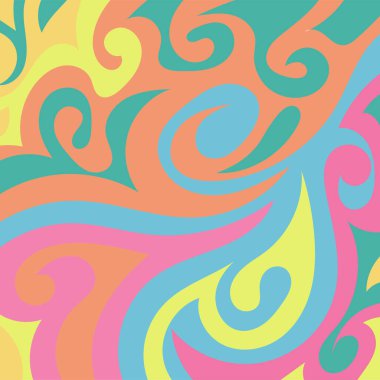 Renkli dalgalı şekilli soyut bir arkaplan. Akan eğrilerle, doku süslemeleriyle soyut kare arkaplan. Poster veya ilgili herhangi bir grafik tasarım amacı için soyut arkaplan