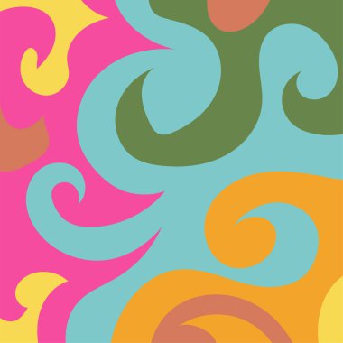 Renkli dalgalı şekilli soyut bir arkaplan. Akan eğrilerle, doku süslemeleriyle soyut kare arkaplan. Poster veya ilgili herhangi bir grafik tasarım amacı için soyut arkaplan