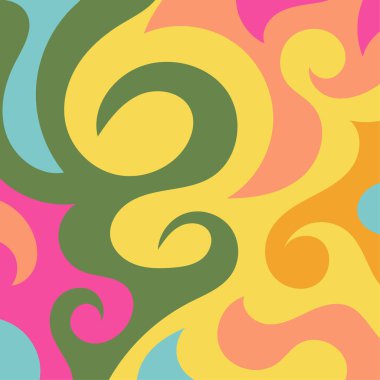 Renkli dalgalı şekilli soyut bir arkaplan. Akan eğrilerle, doku süslemeleriyle soyut kare arkaplan. Poster veya ilgili herhangi bir grafik tasarım amacı için soyut arkaplan