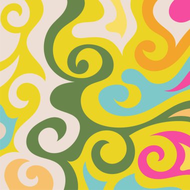 Renkli dalgalı şekilli soyut bir arkaplan. Akan eğrilerle, doku süslemeleriyle soyut kare arkaplan. Poster veya ilgili herhangi bir grafik tasarım amacı için soyut arkaplan