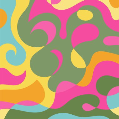 Renkli dalgalı şekilli soyut bir arkaplan. Akan eğrilerle, doku süslemeleriyle soyut kare arkaplan. Poster veya ilgili herhangi bir grafik tasarım amacı için soyut arkaplan