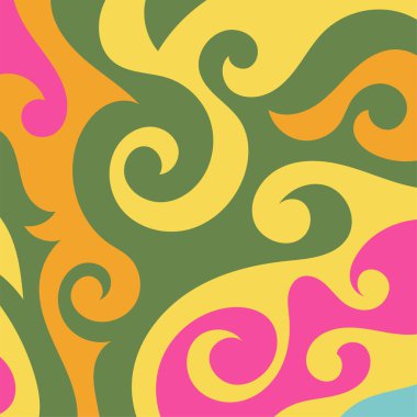 Renkli dalgalı şekilli soyut bir arkaplan. Akan eğrilerle, doku süslemeleriyle soyut kare arkaplan. Poster veya ilgili herhangi bir grafik tasarım amacı için soyut arkaplan