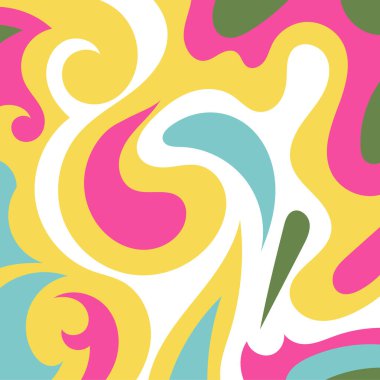 Renkli dalgalı şekilli soyut bir arkaplan. Akan eğrilerle, doku süslemeleriyle soyut kare arkaplan. Poster veya ilgili herhangi bir grafik tasarım amacı için soyut arkaplan