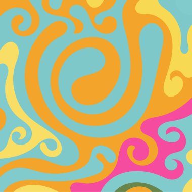 Renkli dalgalı şekilli soyut bir arkaplan. Akan eğrilerle, doku süslemeleriyle soyut kare arkaplan. Poster veya ilgili herhangi bir grafik tasarım amacı için soyut arkaplan