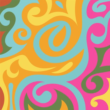 Renkli dalgalı şekilli soyut bir arkaplan. Akan eğrilerle, doku süslemeleriyle soyut kare arkaplan. Poster veya ilgili herhangi bir grafik tasarım amacı için soyut arkaplan