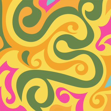 Renkli dalgalı şekilli soyut bir arkaplan. Akan eğrilerle, doku süslemeleriyle soyut kare arkaplan. Poster veya ilgili herhangi bir grafik tasarım amacı için soyut arkaplan