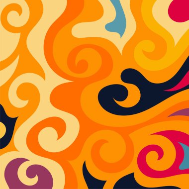 Renkli dalgalı şekilli soyut bir arkaplan. Akan eğrilerle, doku süslemeleriyle soyut kare arkaplan. Poster veya ilgili herhangi bir grafik tasarım amacı için soyut arkaplan