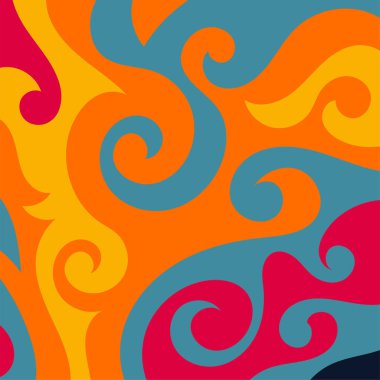 Renkli dalgalı şekilli soyut bir arkaplan. Akan eğrilerle, doku süslemeleriyle soyut kare arkaplan. Poster veya ilgili herhangi bir grafik tasarım amacı için soyut arkaplan