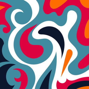 Renkli dalgalı şekilli soyut bir arkaplan. Akan eğrilerle, doku süslemeleriyle soyut kare arkaplan. Poster veya ilgili herhangi bir grafik tasarım amacı için soyut arkaplan