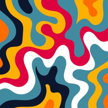 Renkli dalgalı şekilli soyut bir arkaplan. Akan eğrilerle, doku süslemeleriyle soyut kare arkaplan. Poster veya ilgili herhangi bir grafik tasarım amacı için soyut arkaplan