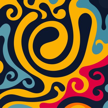 Renkli dalgalı şekilli soyut bir arkaplan. Akan eğrilerle, doku süslemeleriyle soyut kare arkaplan. Poster veya ilgili herhangi bir grafik tasarım amacı için soyut arkaplan