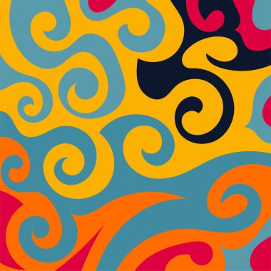 Renkli dalgalı şekilli soyut bir arkaplan. Akan eğrilerle, doku süslemeleriyle soyut kare arkaplan. Poster veya ilgili herhangi bir grafik tasarım amacı için soyut arkaplan