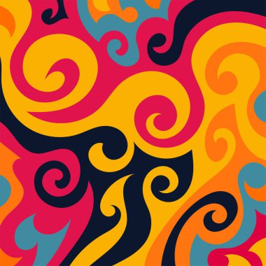 Renkli dalgalı şekilli soyut bir arkaplan. Akan eğrilerle, doku süslemeleriyle soyut kare arkaplan. Poster veya ilgili herhangi bir grafik tasarım amacı için soyut arkaplan