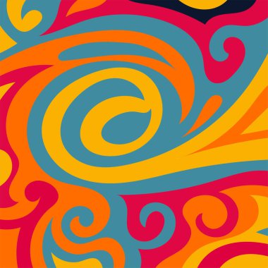 Renkli dalgalı şekilli soyut bir arkaplan. Akan eğrilerle, doku süslemeleriyle soyut kare arkaplan. Poster veya ilgili herhangi bir grafik tasarım amacı için soyut arkaplan