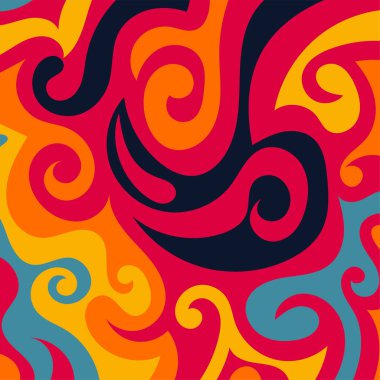 Renkli dalgalı şekilli soyut bir arkaplan. Akan eğrilerle, doku süslemeleriyle soyut kare arkaplan. Poster veya ilgili herhangi bir grafik tasarım amacı için soyut arkaplan