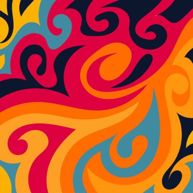 Renkli dalgalı şekilli soyut bir arkaplan. Akan eğrilerle, doku süslemeleriyle soyut kare arkaplan. Poster veya ilgili herhangi bir grafik tasarım amacı için soyut arkaplan