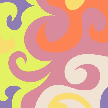 Renkli dalgalı şekilli soyut bir arkaplan. Akan eğrilerle, doku süslemeleriyle soyut kare arkaplan. Poster veya ilgili herhangi bir grafik tasarım amacı için soyut arkaplan