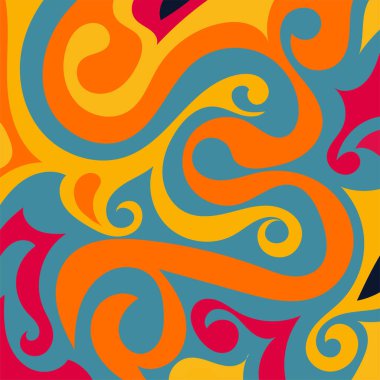 Renkli dalgalı şekilli soyut bir arkaplan. Akan eğrilerle, doku süslemeleriyle soyut kare arkaplan. Poster veya ilgili herhangi bir grafik tasarım amacı için soyut arkaplan