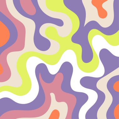 Renkli dalgalı şekilli soyut bir arkaplan. Akan eğrilerle, doku süslemeleriyle soyut kare arkaplan. Poster veya ilgili herhangi bir grafik tasarım amacı için soyut arkaplan