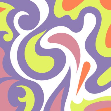 Renkli dalgalı şekilli soyut bir arkaplan. Akan eğrilerle, doku süslemeleriyle soyut kare arkaplan. Poster veya ilgili herhangi bir grafik tasarım amacı için soyut arkaplan