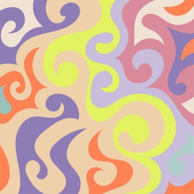 Renkli dalgalı şekilli soyut bir arkaplan. Akan eğrilerle, doku süslemeleriyle soyut kare arkaplan. Poster veya ilgili herhangi bir grafik tasarım amacı için soyut arkaplan