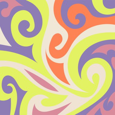 Renkli dalgalı şekilli soyut bir arkaplan. Akan eğrilerle, doku süslemeleriyle soyut kare arkaplan. Poster veya ilgili herhangi bir grafik tasarım amacı için soyut arkaplan