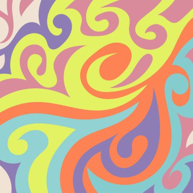 Renkli dalgalı şekilli soyut bir arkaplan. Akan eğrilerle, doku süslemeleriyle soyut kare arkaplan. Poster veya ilgili herhangi bir grafik tasarım amacı için soyut arkaplan