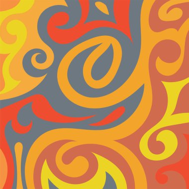 Kıvrımlı kıvrımlı doku süslemeleri olan soyut kare arkaplan. Renkli dalgalı şekilli soyut bir arkaplan. Poster veya ilgili herhangi bir grafik tasarım amacı için soyut arkaplan