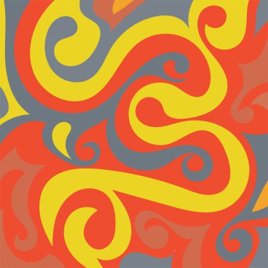 Kıvrımlı kıvrımlı doku süslemeleri olan soyut kare arkaplan. Renkli dalgalı şekilli soyut bir arkaplan. Poster veya ilgili herhangi bir grafik tasarım amacı için soyut arkaplan