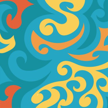 Kıvrımlı kıvrımlı doku süslemeleri olan soyut kare arkaplan. Renkli dalgalı şekilli soyut bir arkaplan. Poster veya ilgili herhangi bir grafik tasarım amacı için soyut arkaplan